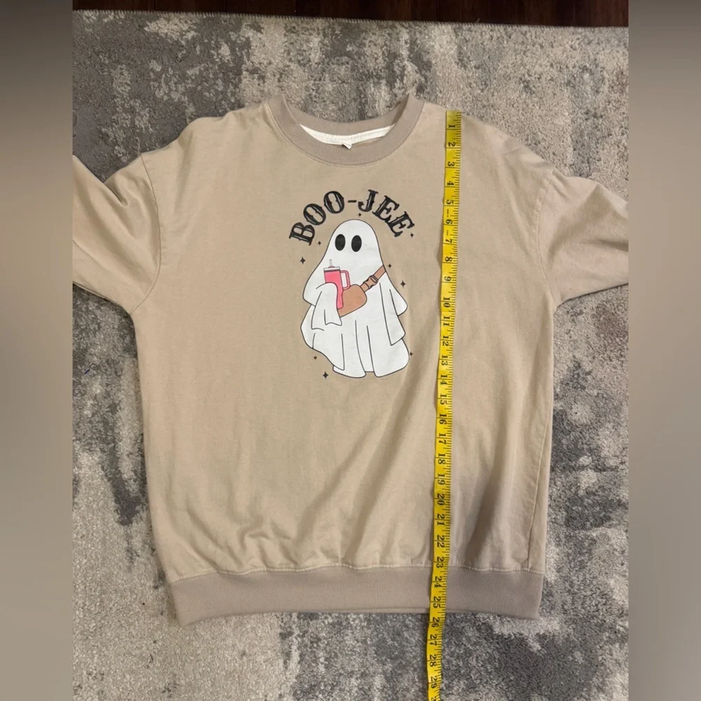 Source Unknown Tan Dog Sweater with Ghost Design